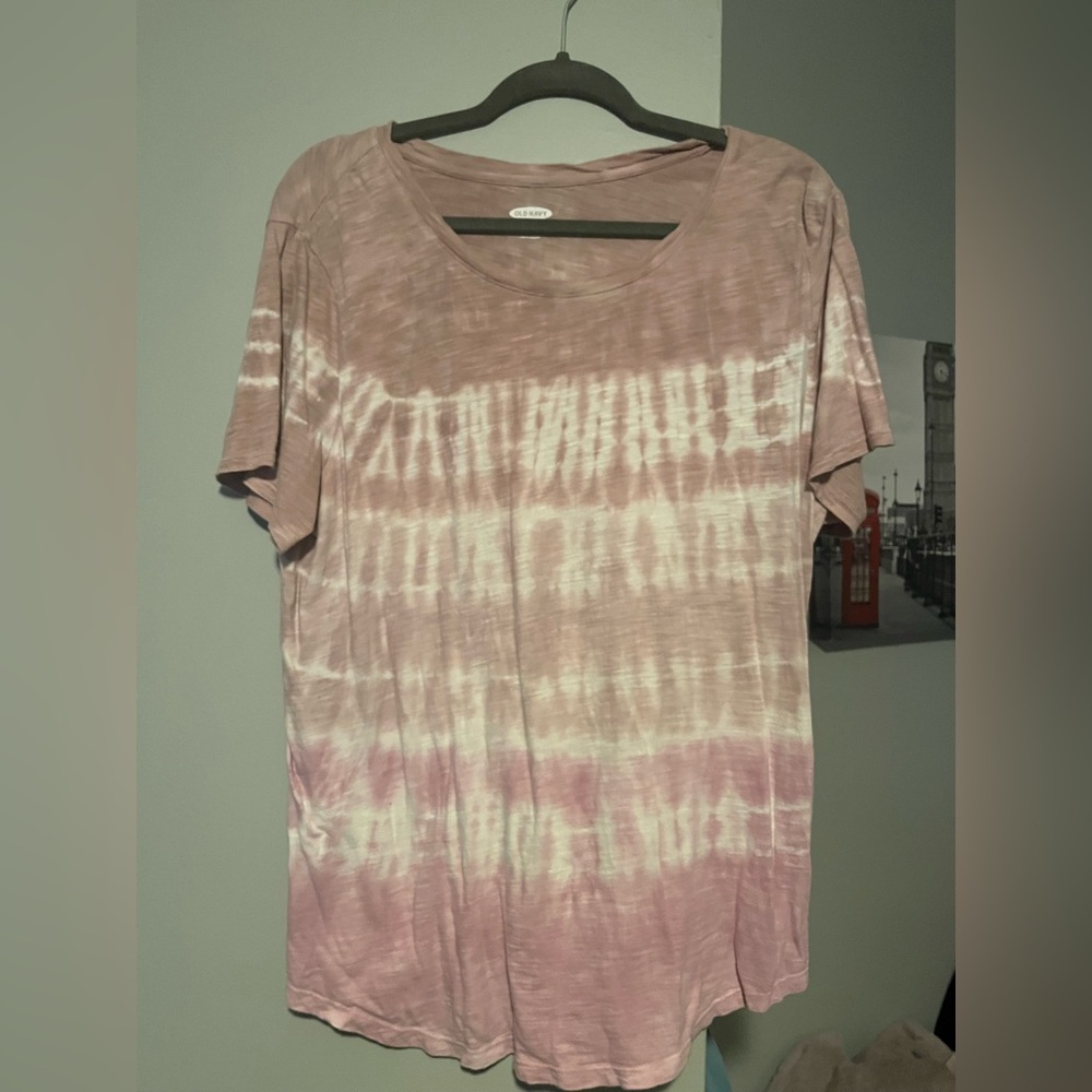 Old Navy Pink and White Tie-Dye Short Sleeve Tee